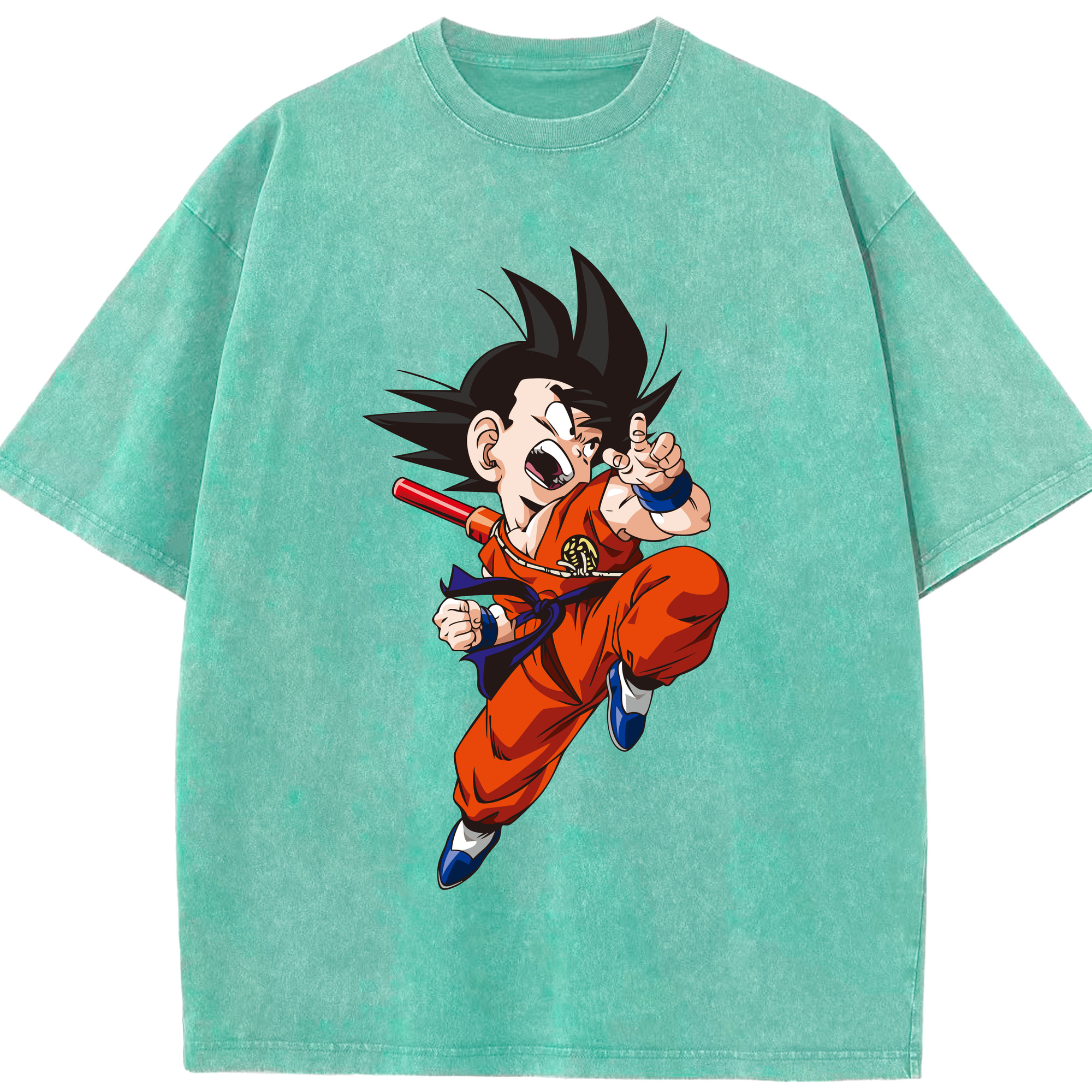 （画像用） ドラゴンボール 孫悟空（そん ごくう）Son Goku カカロット DRAGON BALL Kakarotto 綿100% ヴィンテージ風 半袖Tシャツ（フロントプリント）